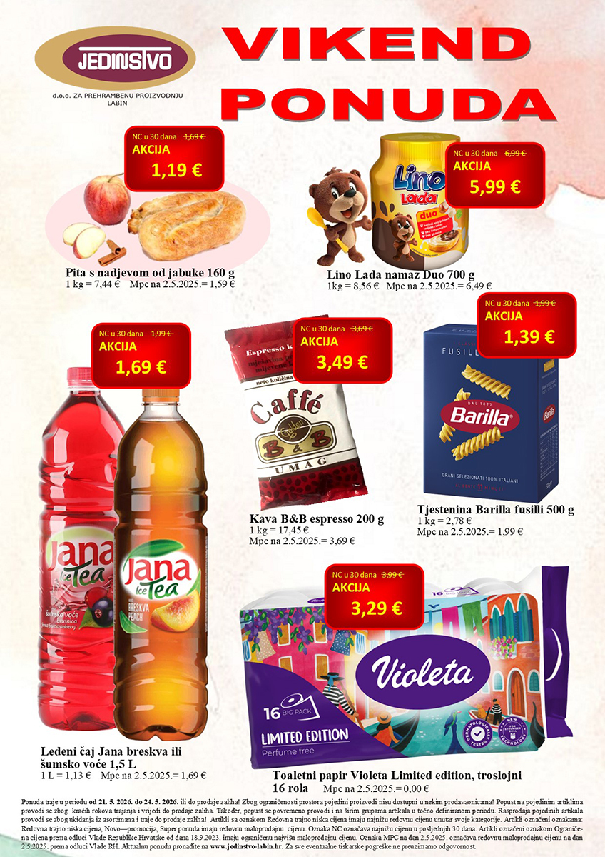 Vikend ponuda u prodavaonicama Jedinstva